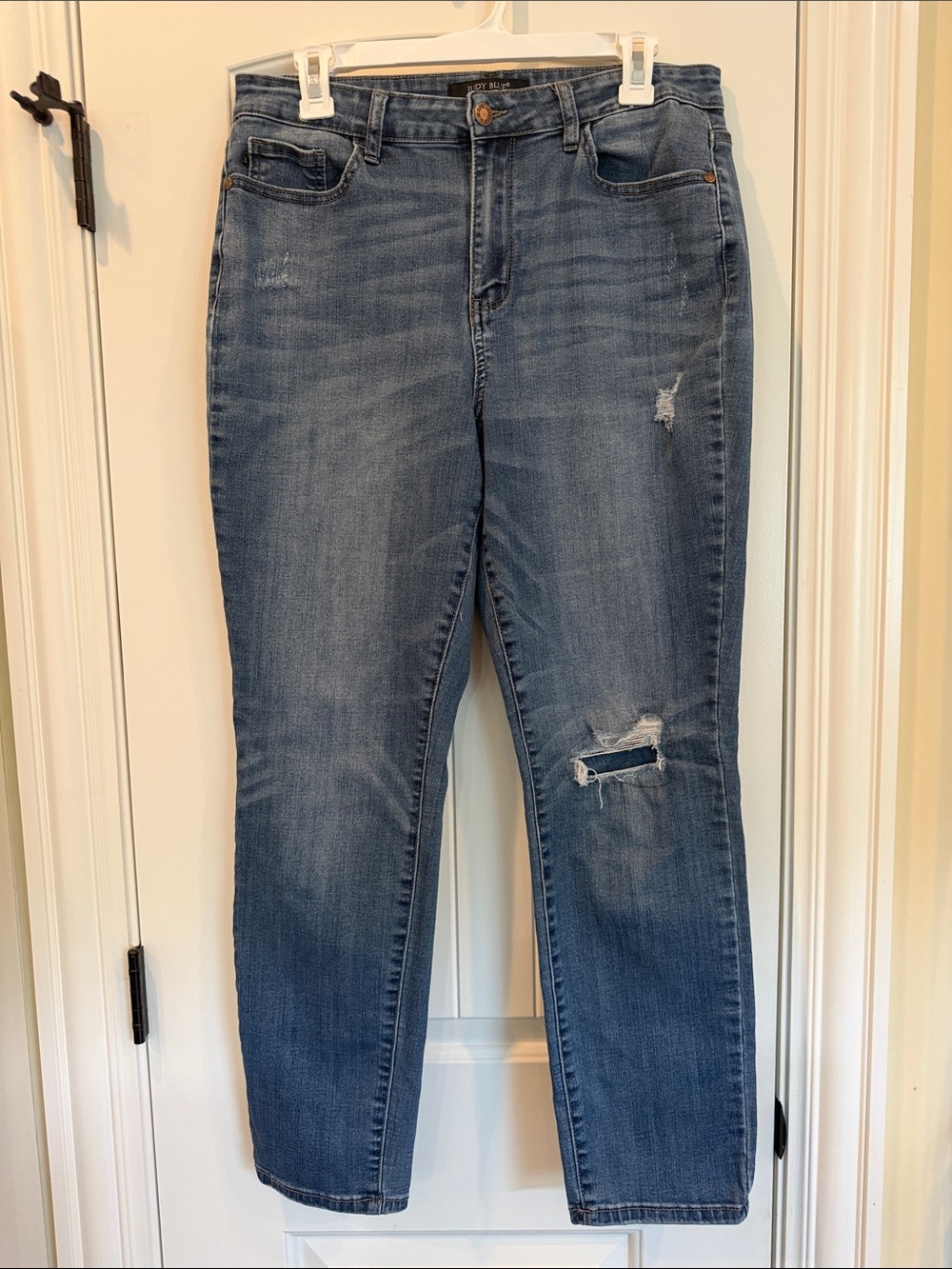 Judy Blue Medium Blue Distressed Boyfriend Jeans